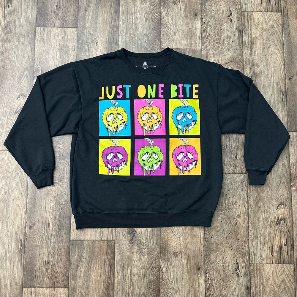 Evil Queen Disney Parks Poison Apple Sweatshirt Just One Bite Neon Size L